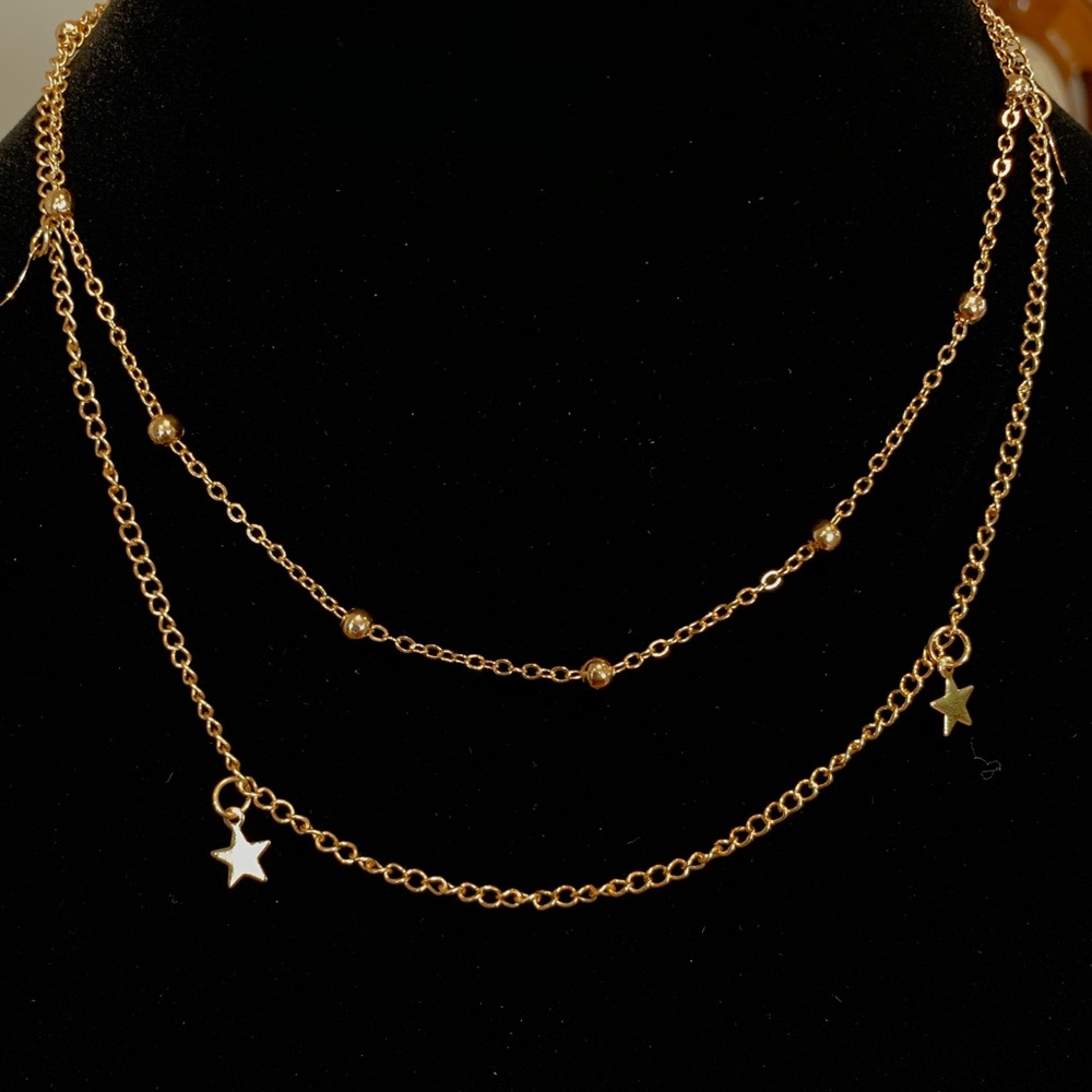 Double Decked Gold Necklace Choker